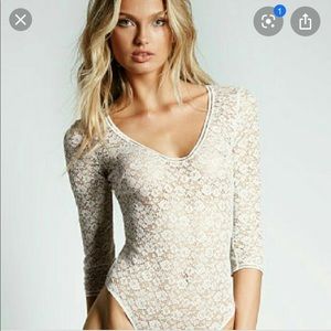 White Victoria’s Secret Very Sexy Lace Bodysuit